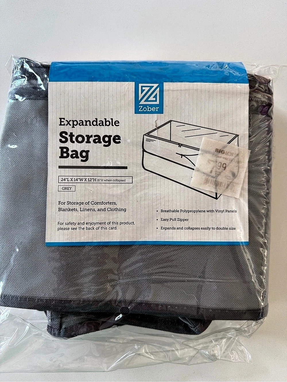 Zober Expandable Storage Bag Gray